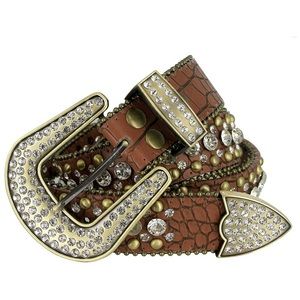Cowgirl Bling Studded Design Leather Belt